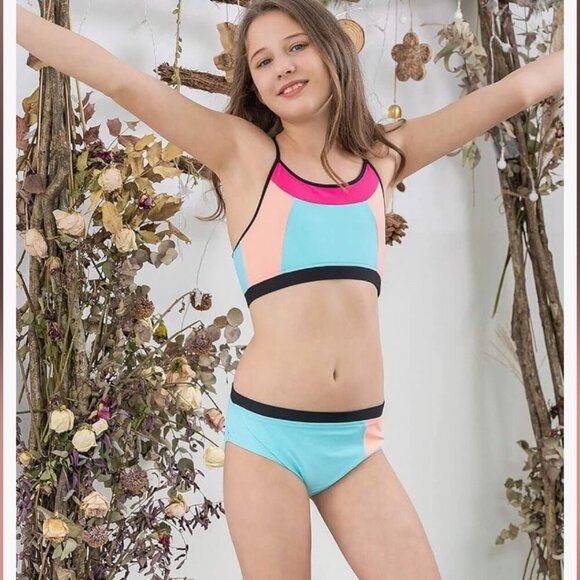 💥3/$30💥 NWT AS ROSE RICH Bathing Suit - Azure blueTwo Piece for Girls - Picture 1 of 7